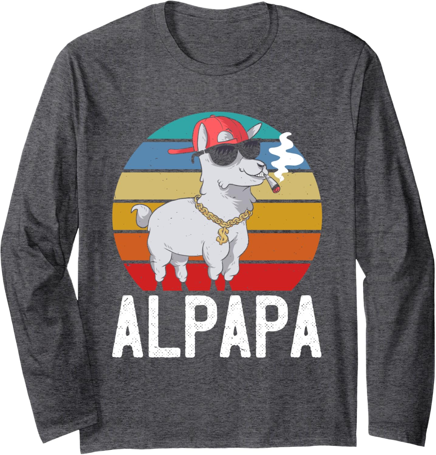 Fathers ALPAPA Retro Llama Funny Alpacas Long Sleeve