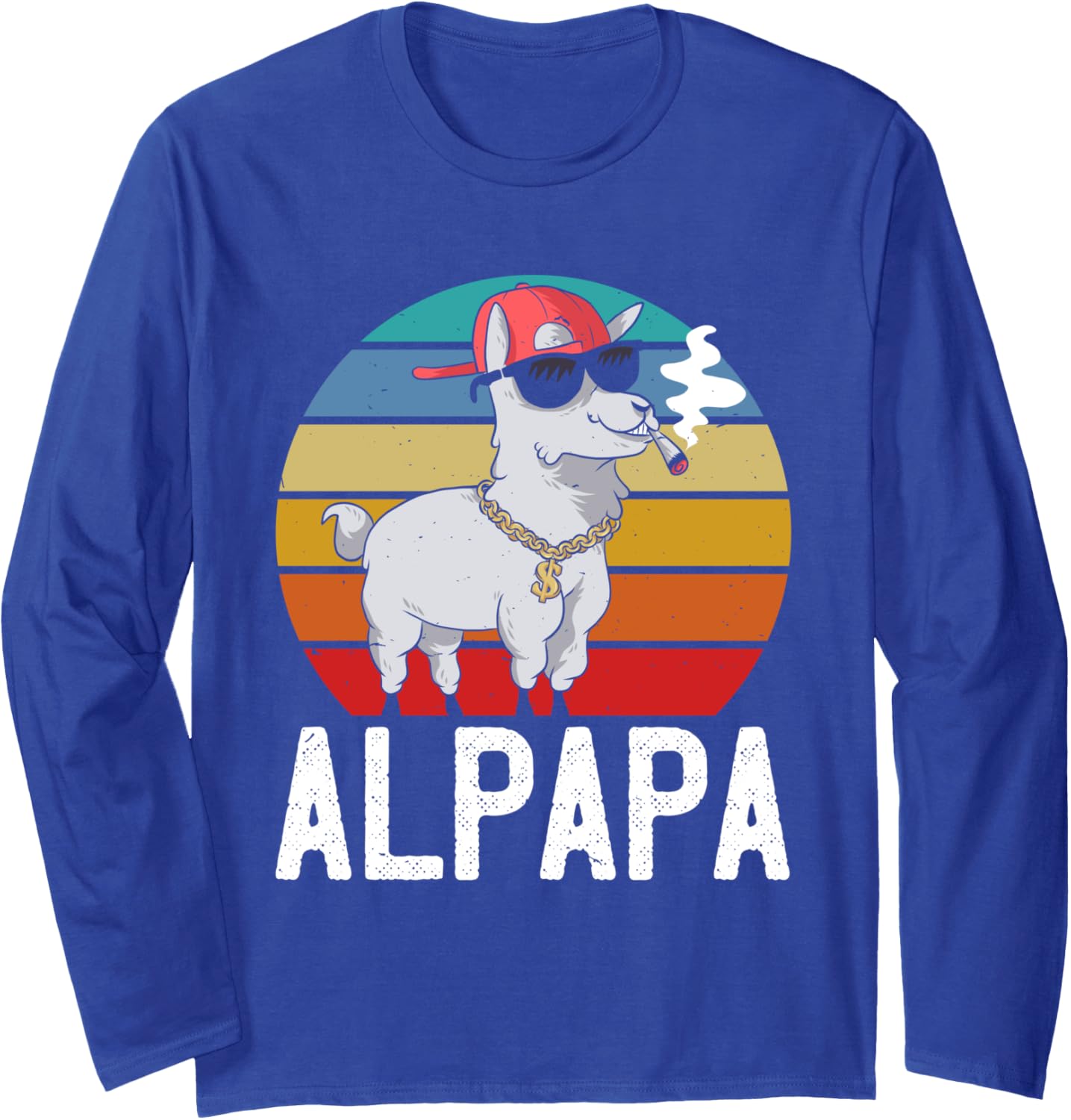 Fathers ALPAPA Retro Llama Funny Alpacas Long Sleeve