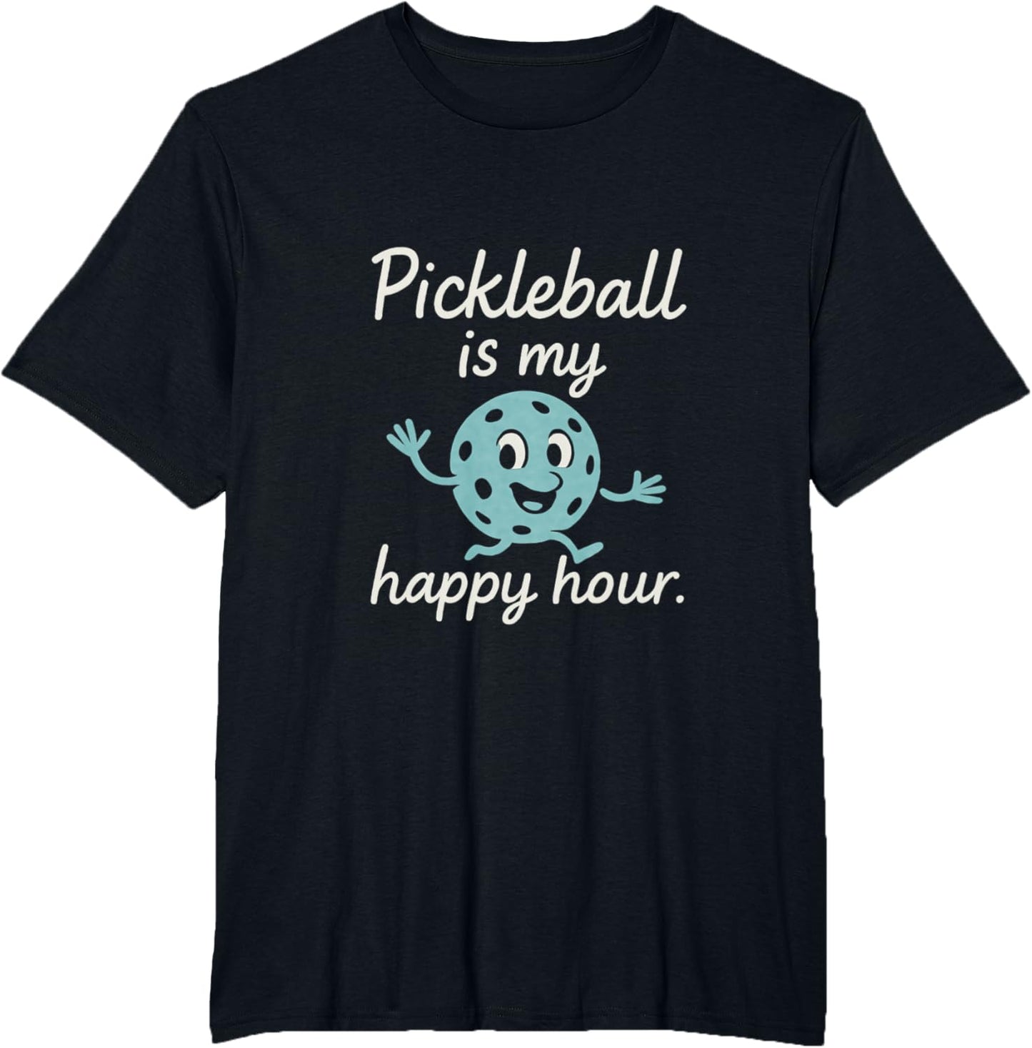 Pickleball Is My Happy Hour Teal Comic Ball Illustration