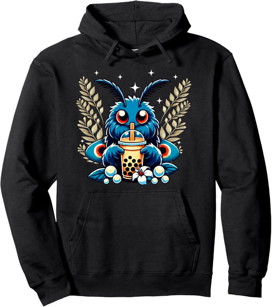 Mothman Bubble Tea Kawaii Japanese Anime Tea Drink Lover Pullover Hoodie
