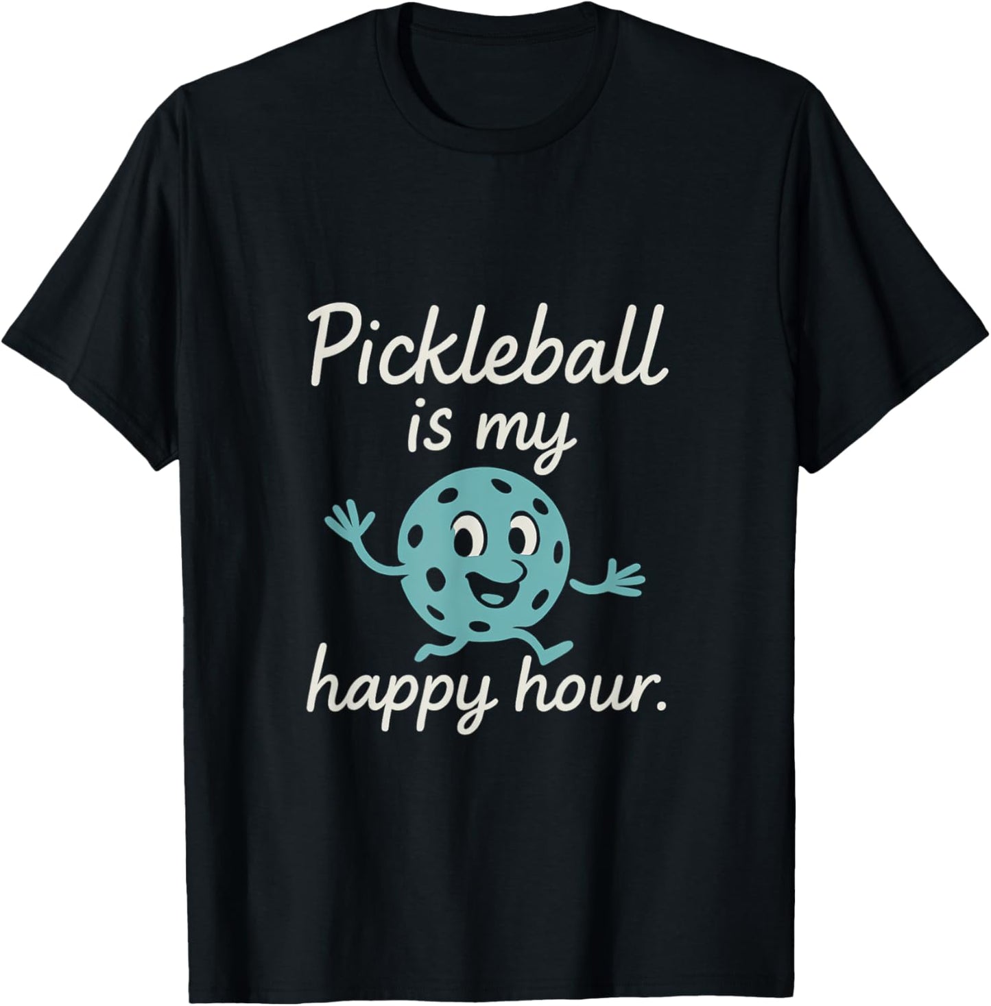 Pickleball Is My Happy Hour Teal Comic Ball Illustration