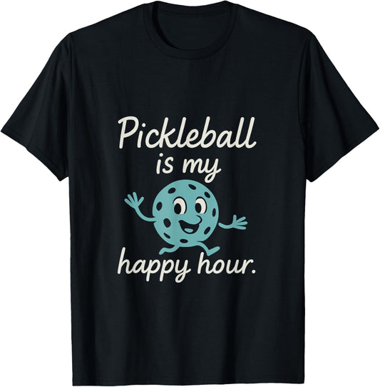 Pickleball Is My Happy Hour Teal Comic Ball Illustration