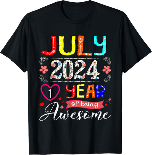 1 Year Old July 2024 Floral 1st Birthday Girl Youth