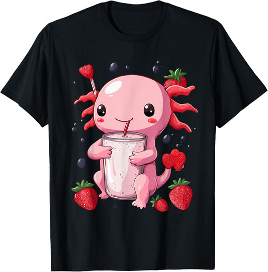 cute axolotl drinks bubble tea bubbletea anime kawaii