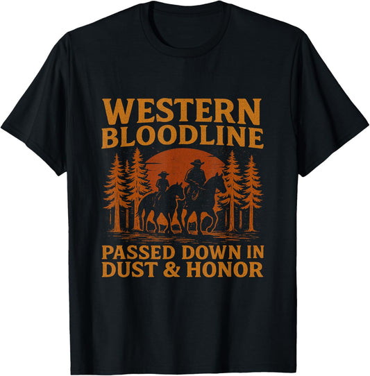 Father Son Cowboy Riding Western Legacy Vintage Tee