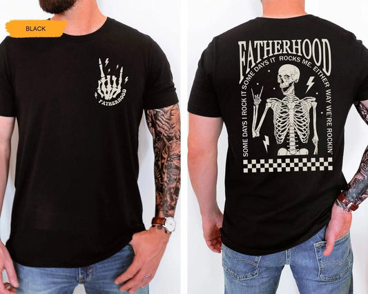 Fatherhood Shirt Dad Shirt Funny Skeleton Dad Shirt Rocker Dad Gifts Retro Fathers Day Shirt Gift For Husband Daddy Tee Cool Dad Shirt TK43GN