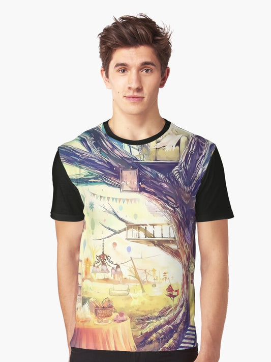 Fantasy Tree House Graphic T-Shirt