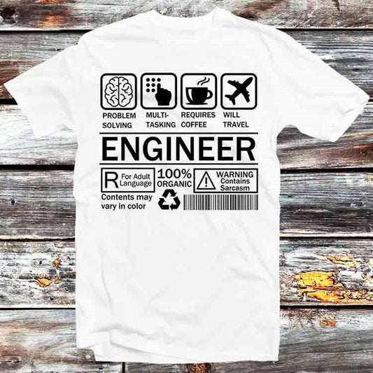Engineer Party Novelty Joke Father's Day T Shirt Vintage Retro Cool Gift Mens Womens Unisex Cartoon Anime Top Tee B621