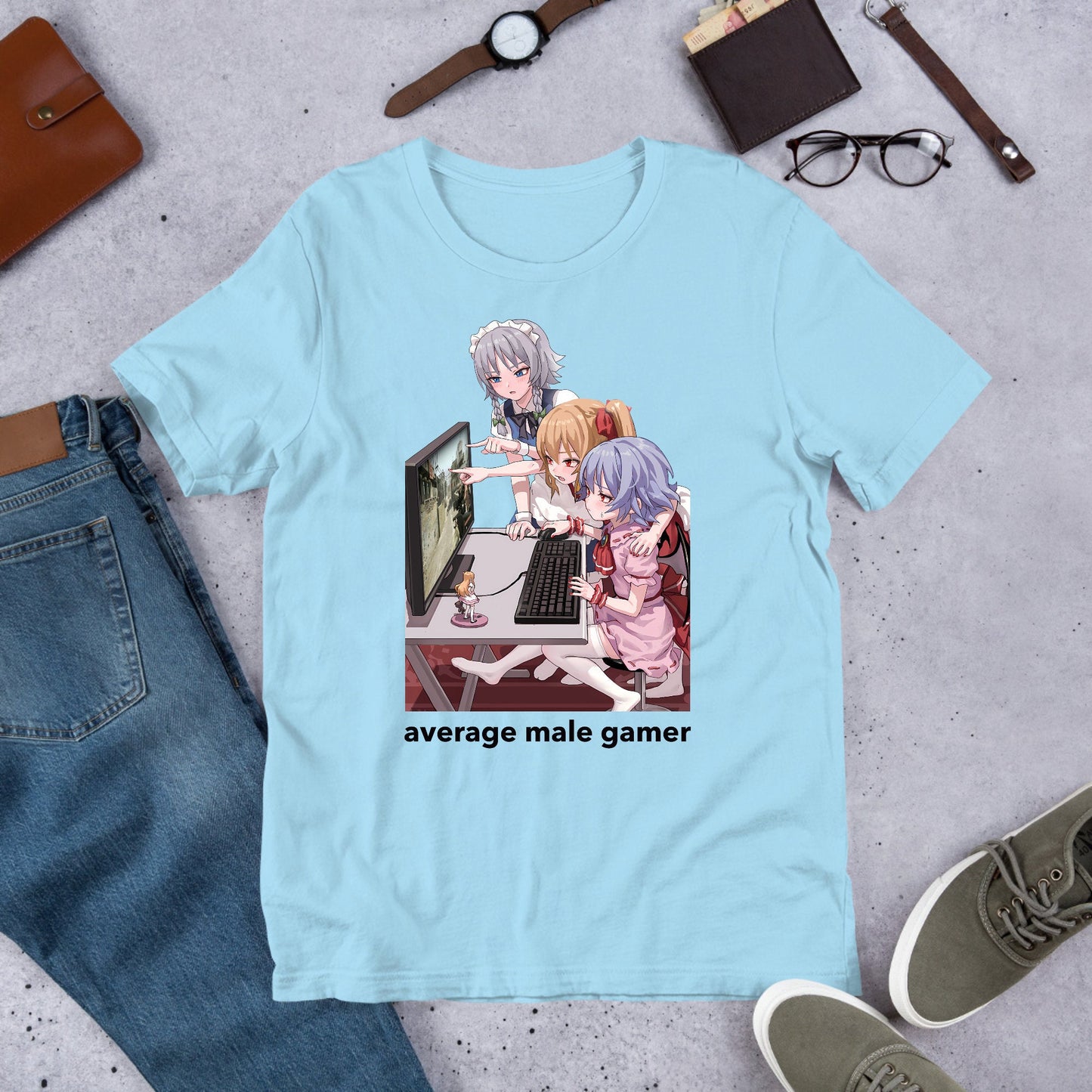 Average Male Gamer, Fumo Touhou, Remilia Scarlet, Izayoi Sakuya, Flandre Scarlet, Funny Anime Meme Shirt, Unhinged Cursed Shirt, Gaming
