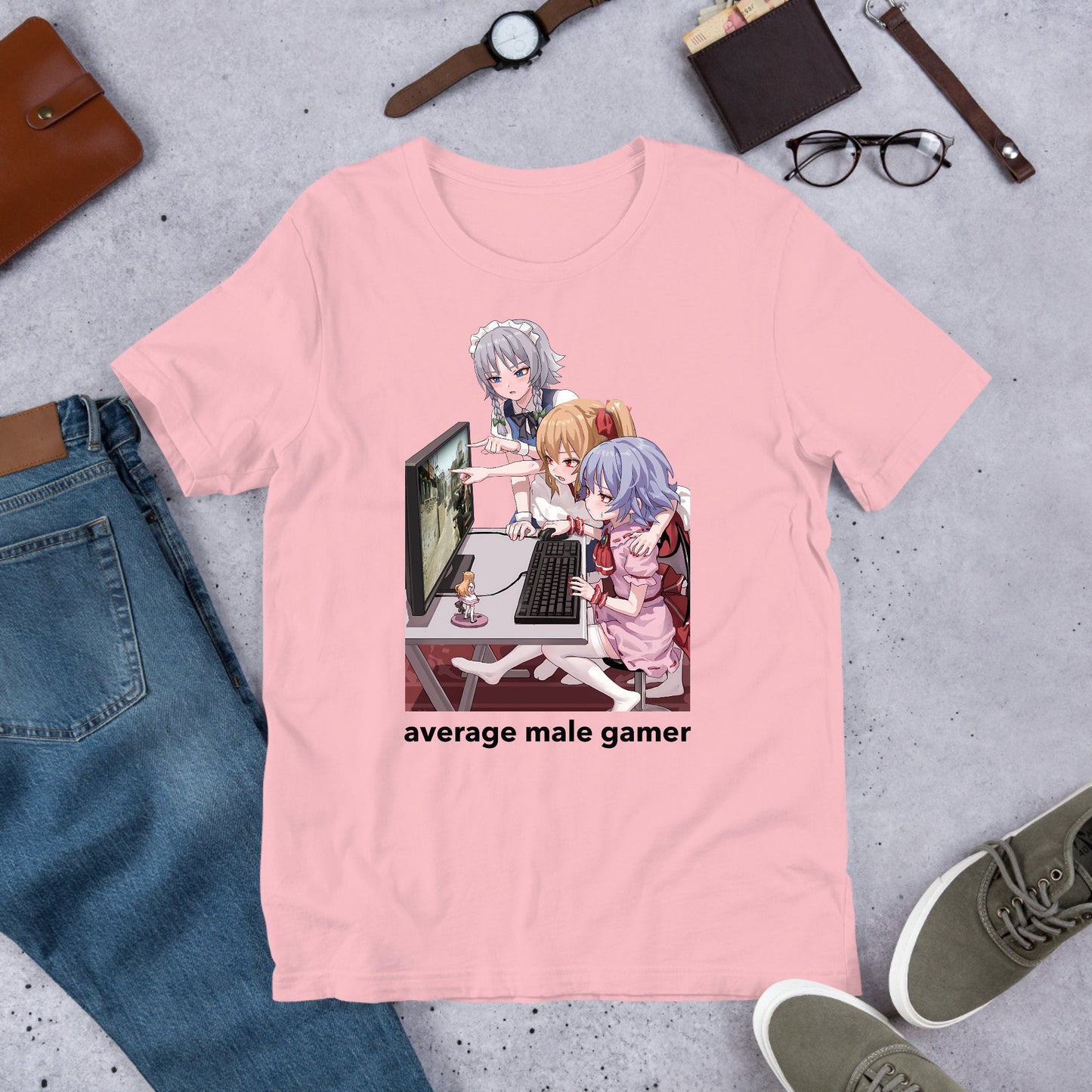 Average Male Gamer, Fumo Touhou, Remilia Scarlet, Izayoi Sakuya, Flandre Scarlet, Funny Anime Meme Shirt, Unhinged Cursed Shirt, Gaming