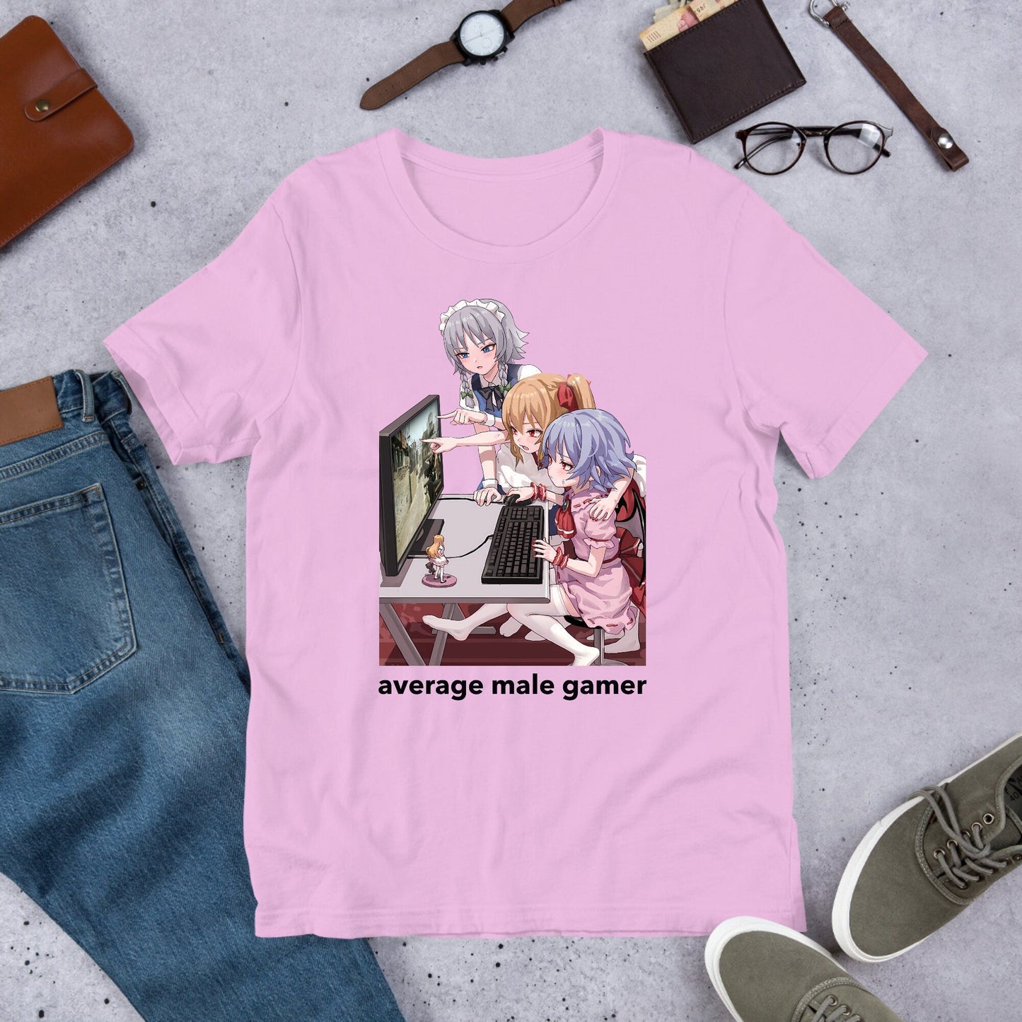 Average Male Gamer, Fumo Touhou, Remilia Scarlet, Izayoi Sakuya, Flandre Scarlet, Funny Anime Meme Shirt, Unhinged Cursed Shirt, Gaming
