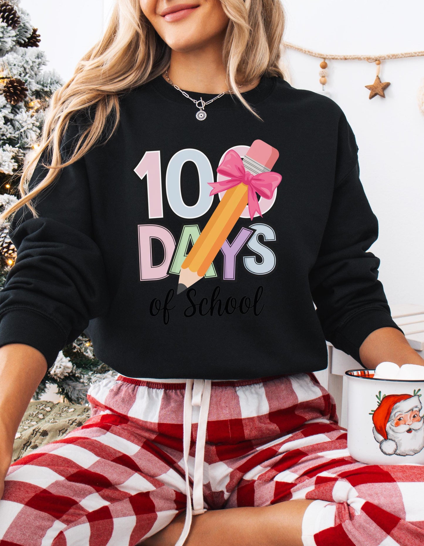 100 Days of School Girls Coquette Bow Unisex Softstyle T-Shirt, School Hundredth Day Tee, Back to School Shirt, 100 Days Sweatshirt