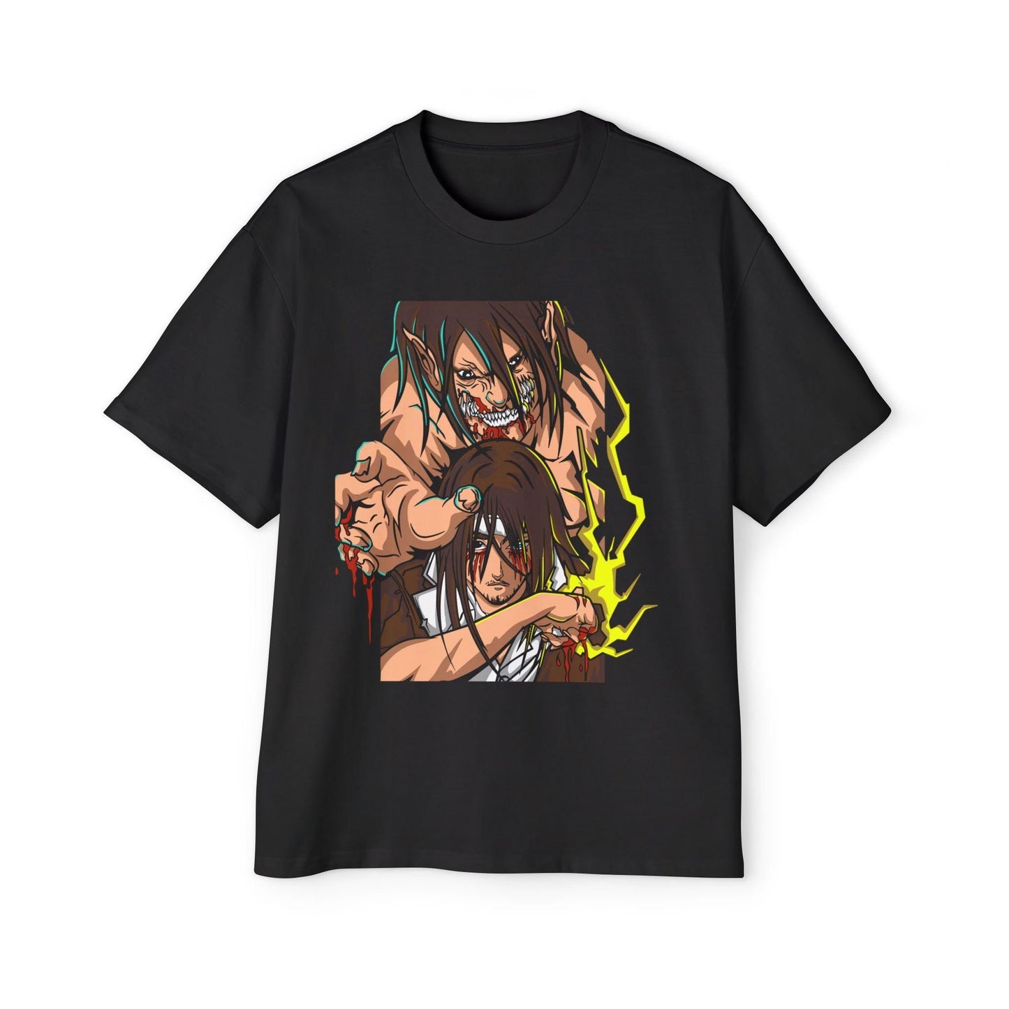 Attack on Titan Anime Men's Heavy Oversized Tee, Shingeki no Kyojin Shirt, Plus Size Japanese Manga Tshirt, Giant Titans Tee, Cosplay