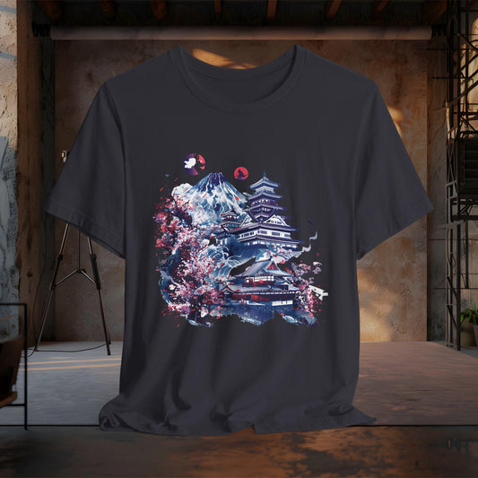 Anime-Inspired Japan Tee | Mount Fuji & Cherry Blossom Art | Aesthetic Japanese Graphic Shirt | Vintage Japan Streetwear
