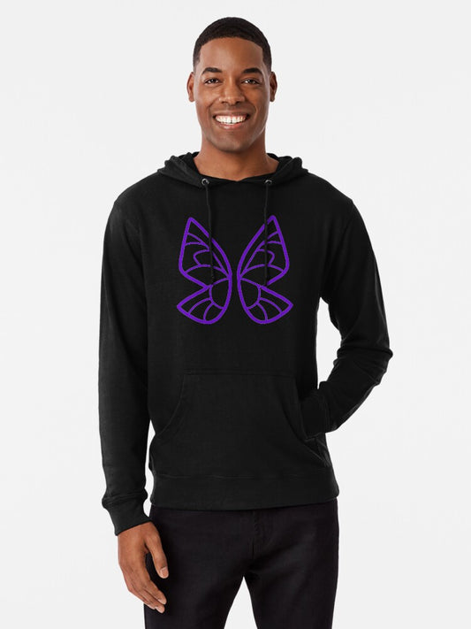 Cute Neon Violet Fairy Wings Graphic Lightweight Hoodie