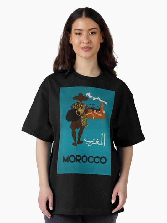 Morocco vintage travel poster Oversized T-Shirt Style002